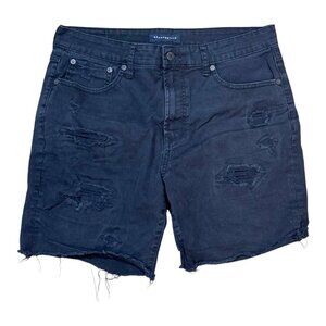 Aeropostale men’s Athletic Cut-Off Denim Jean Shorts Size 32 Black Distressed